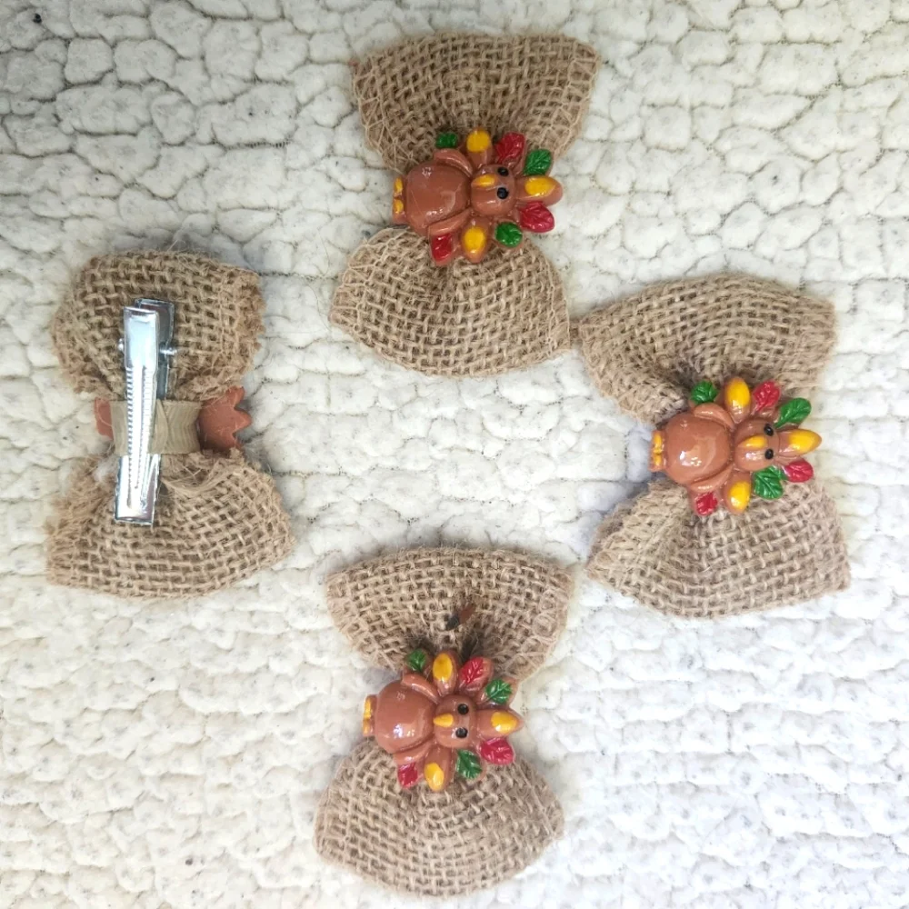 Thanksgiving Turkey Clip in bows